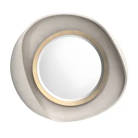Petal mirror in cream shagreen